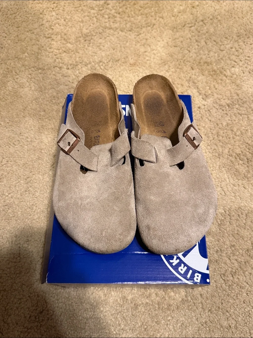 Birkenstock Men's Slip-On Suede Clog in Taupe